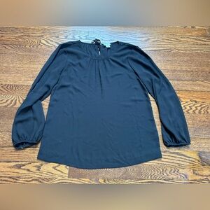J.Crew Black Long Sleeve Blouse Tie Back Lightweight Top Size 2